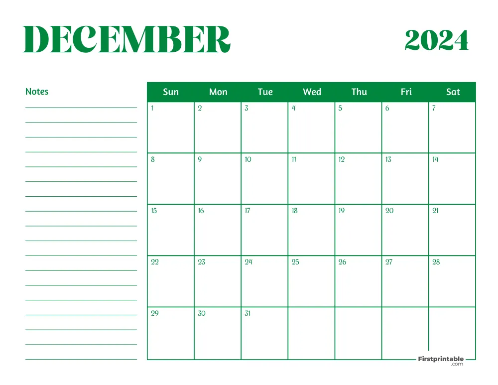 Printable December Calendar 2024 Template 29