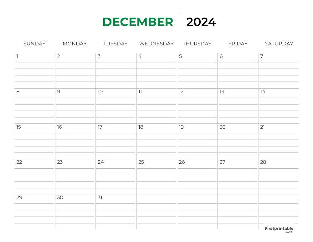 Printable December Calendar 2024 Template 33