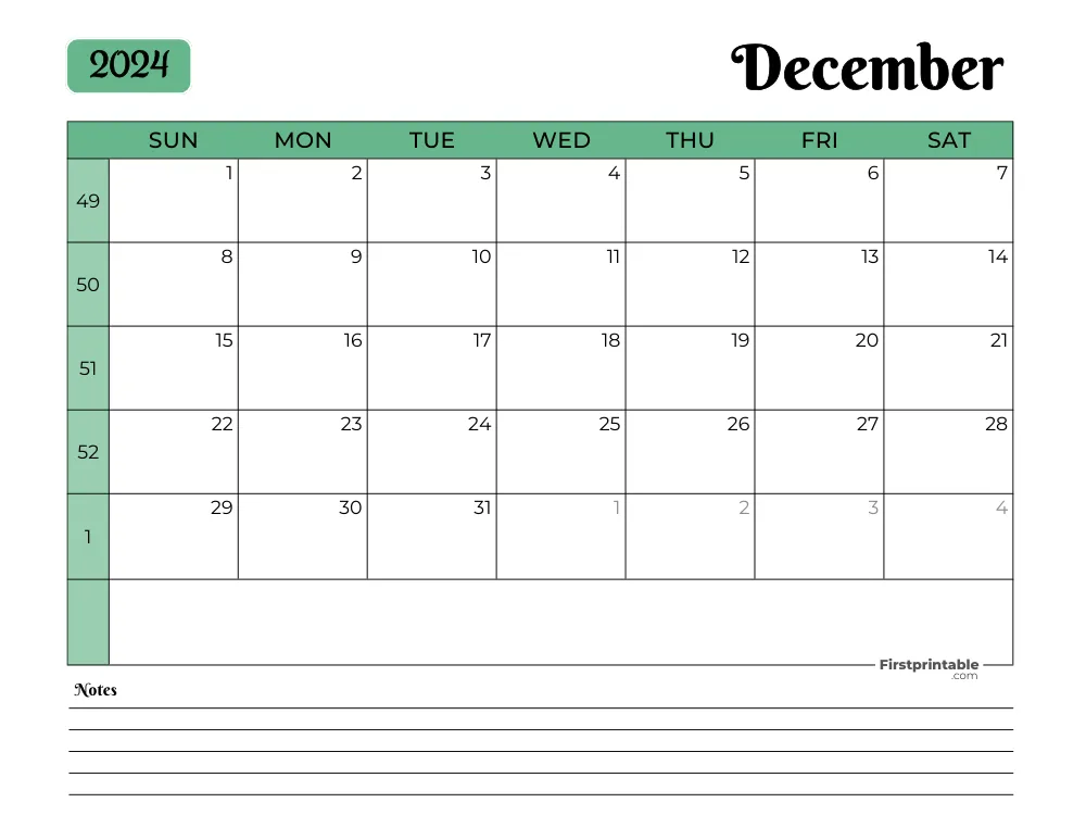 Printable December Calendar 2024 Template 34