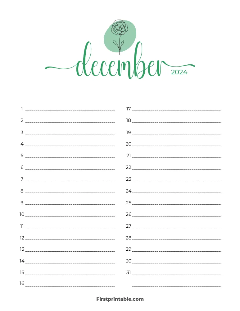 Printable December Calendar 2024 Template 41