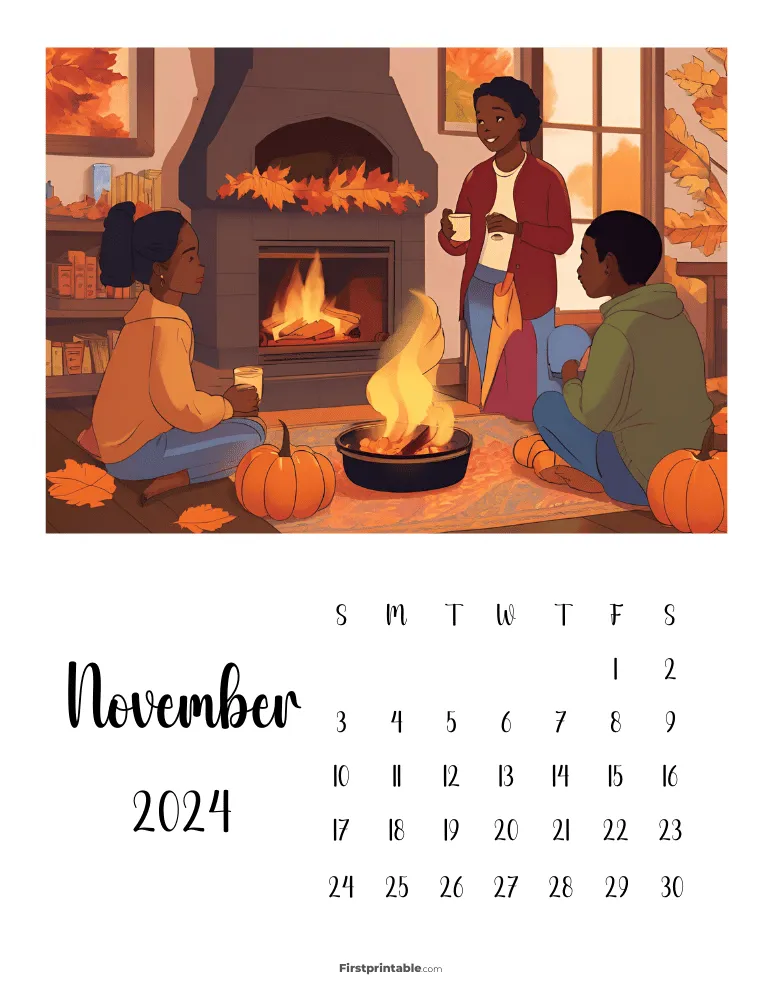 Printable November Anime Calendar 2024 Template 19