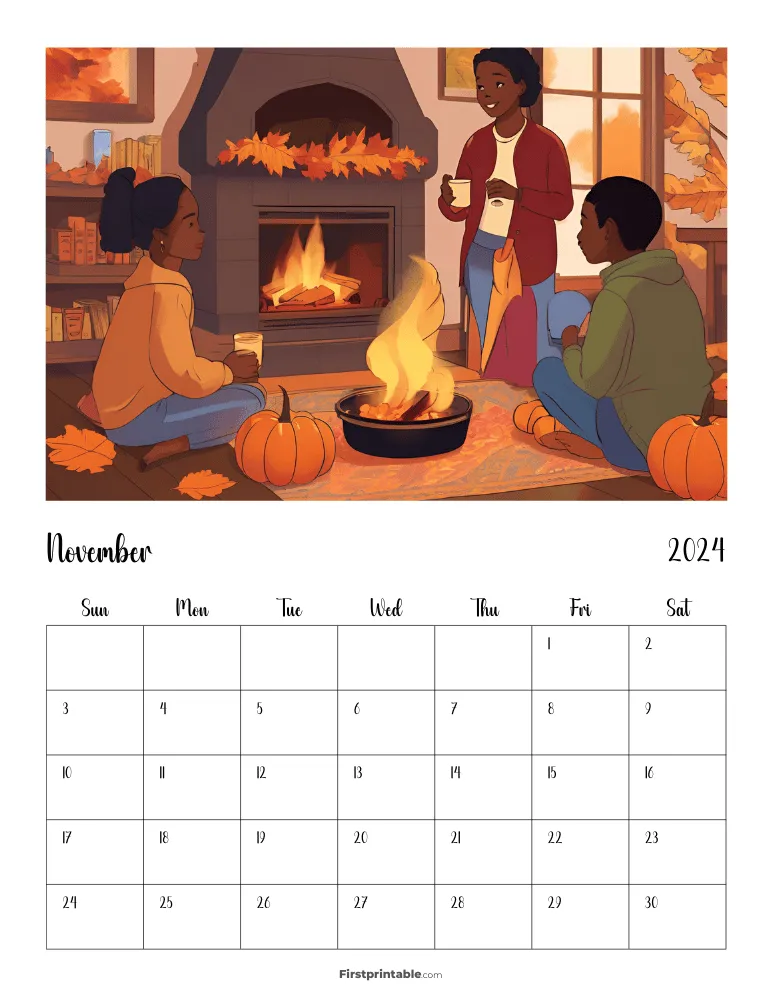 Printable November Anime Calendar 2024 Template 20