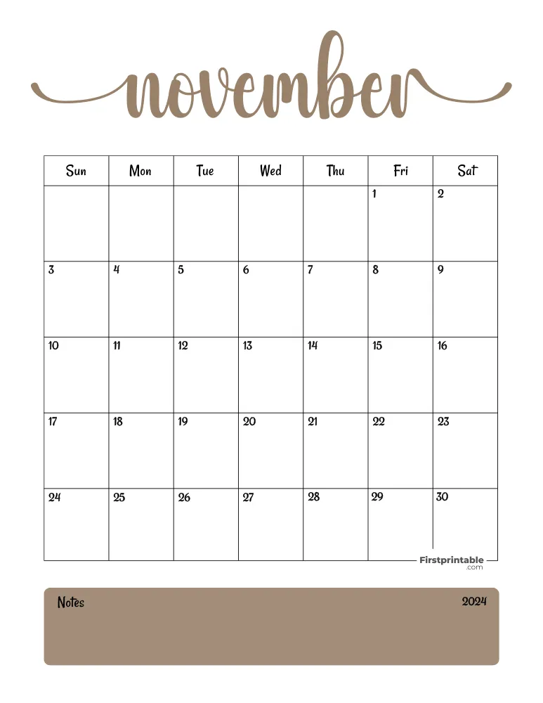 Printable November Calendar 2024 Template 08