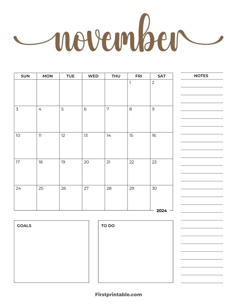 Printable November Calendar 2024 Template 10