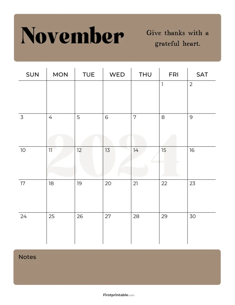 Printable November Calendar 2024 Template 11