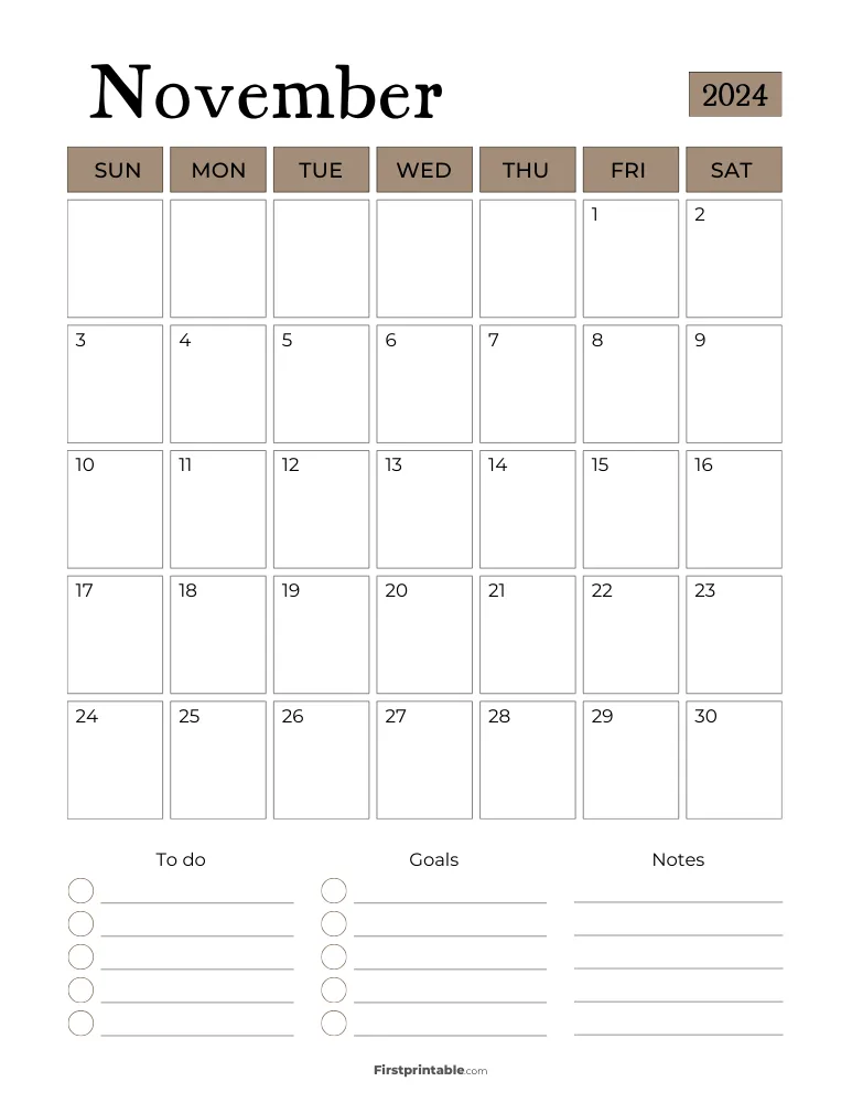 Printable November Calendar 2024 Template 17