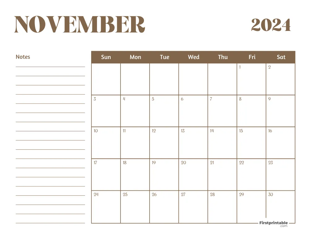 Printable November Calendar 2024 Template 29