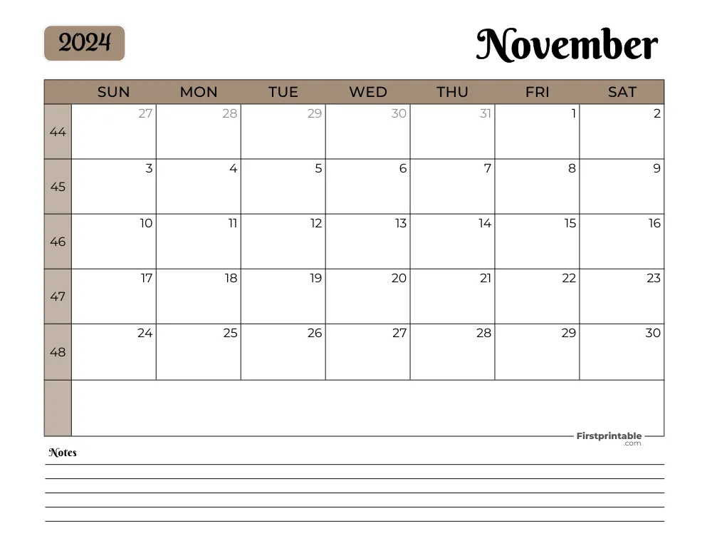 Printable November Calendar 2024 Template 34