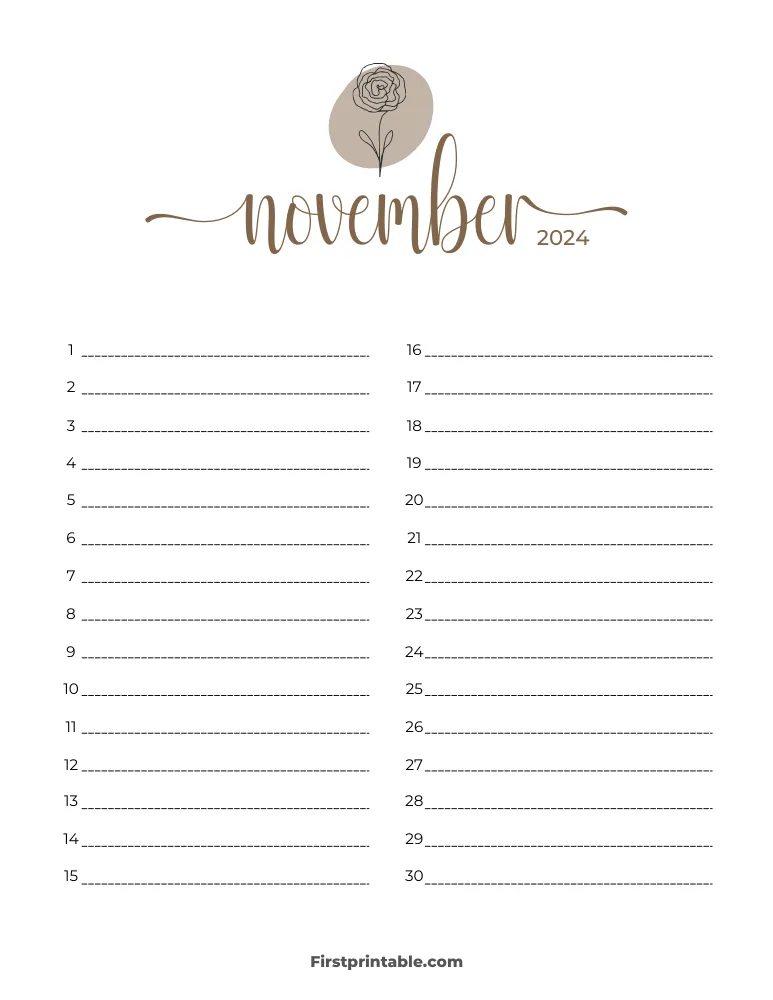 Printable November Calendar 2024 Template 41