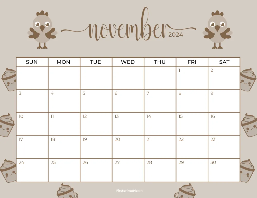 Printable November Calendar 2024 Thanksgiving Template 32