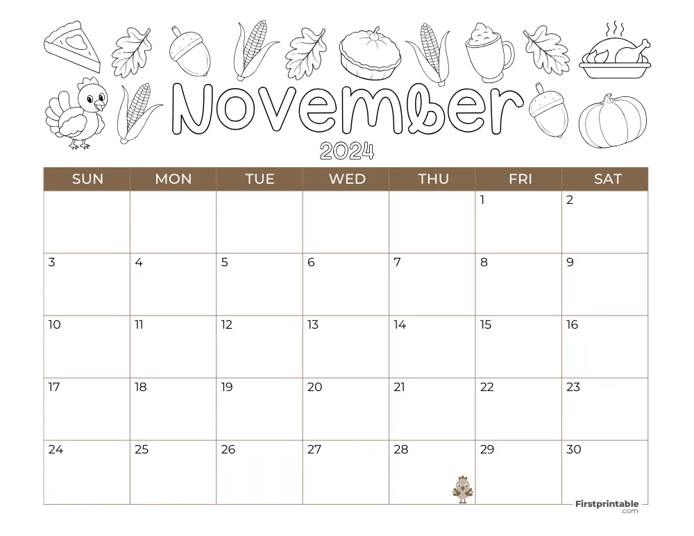 Printable November Calendar 2024 Thanksgiving Template 42