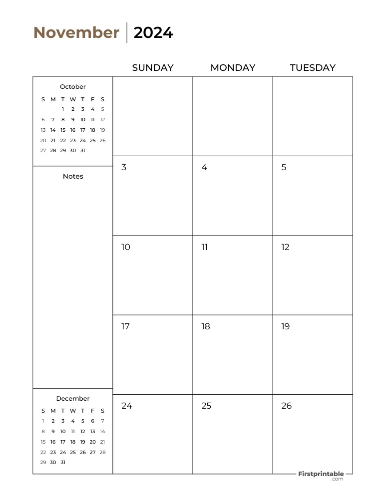 Printable November Calendar 2024 Two Page Template 21