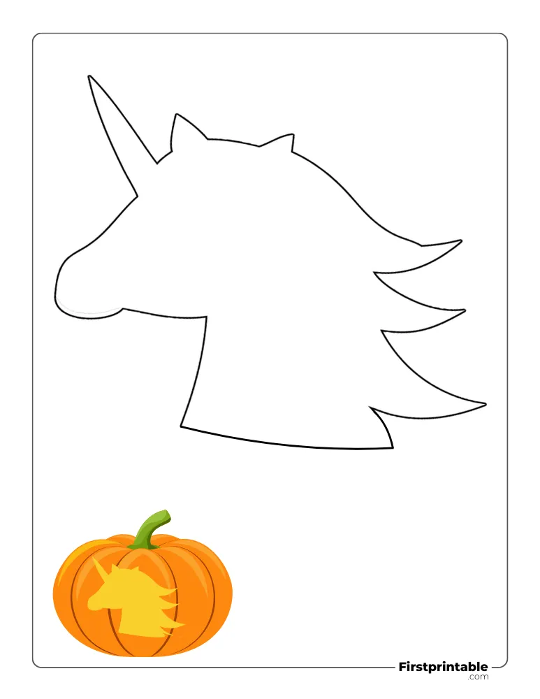 Unicorn Pumpkin Carving Stencil Printable Template