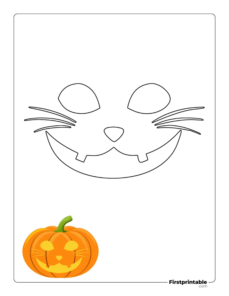 Scary Cat Face Pumpkin Carving Stencil 