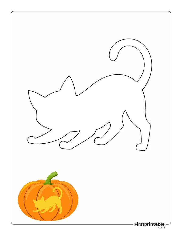 Scary Cat Halloween Pumpkin Carving Stencil