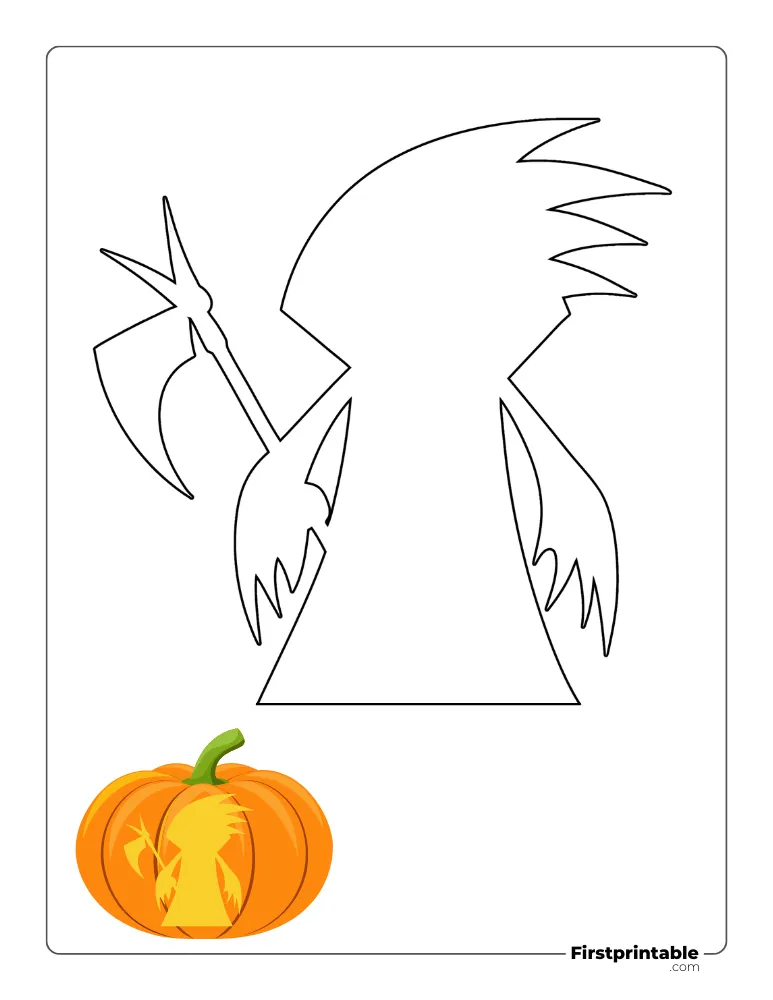 Grim Reaper Pumpkin Carving Stencil For Halloween