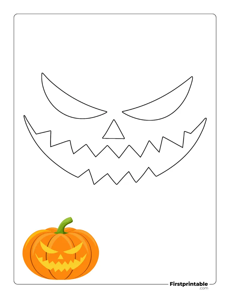 Scary Jack O' Lantern Face Pumpkin stencil to Carve