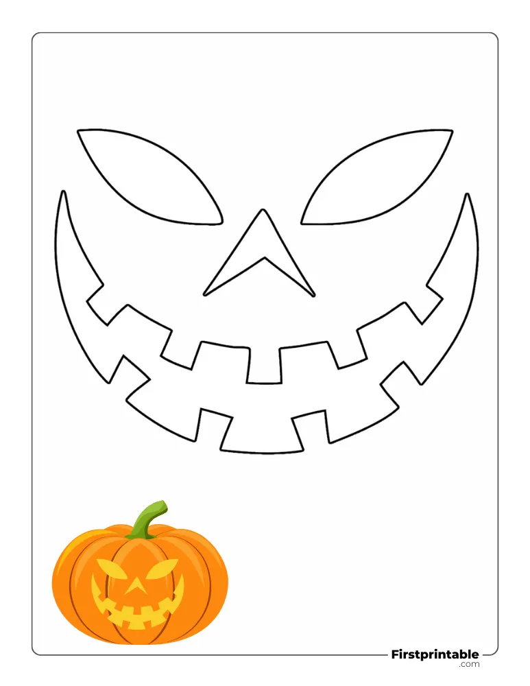 Creepy Face Pumpkin Carving Stencil