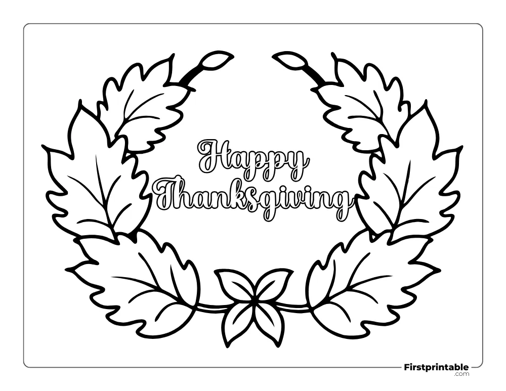 Autumn Wreath Thanksgiving Coloring Page