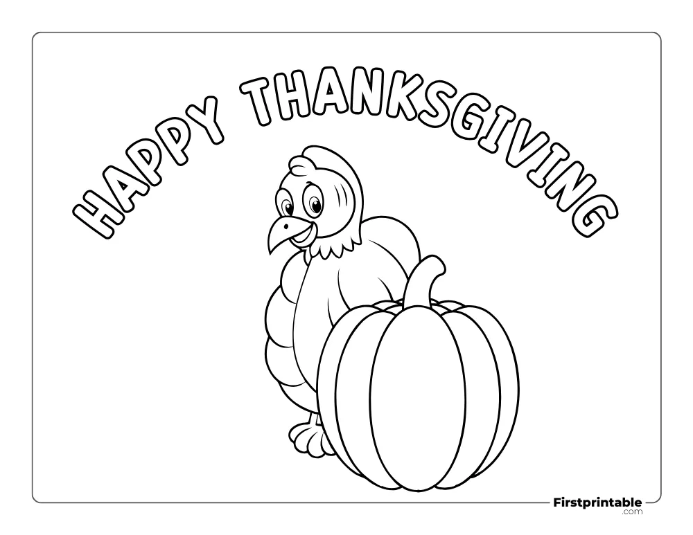 Happy Thanksgiving day Pumpkin Coloring Page