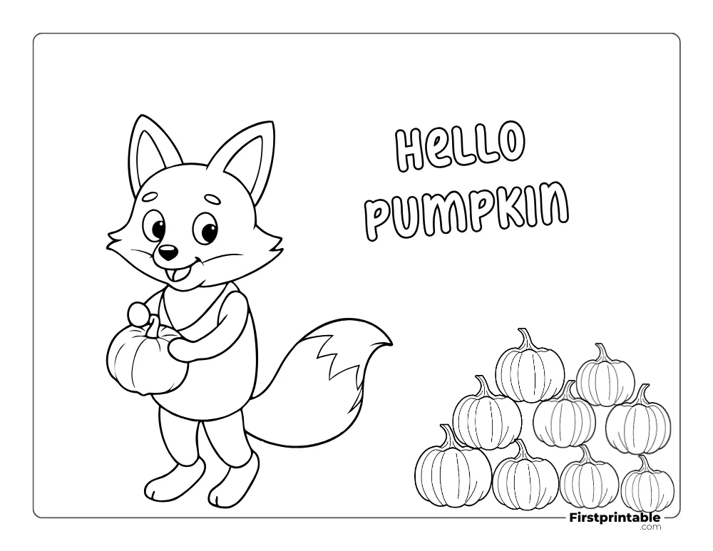 Print and Color "Hello Pumpkin" for Toddlers