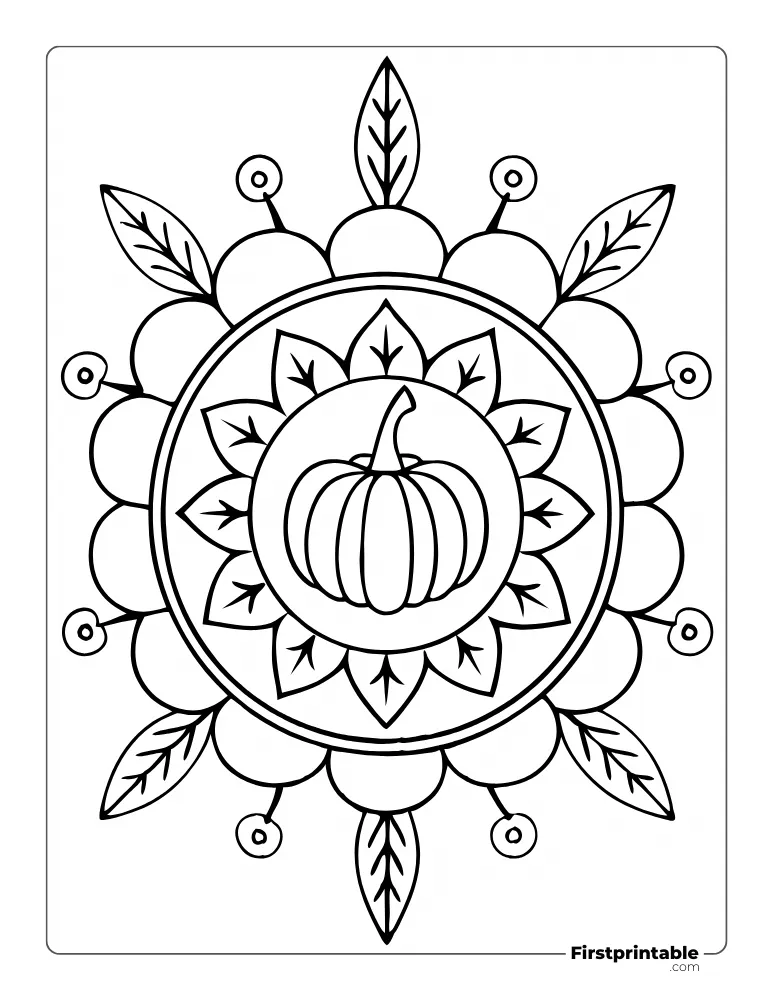 Pumpkin Mandala Art coloring Page