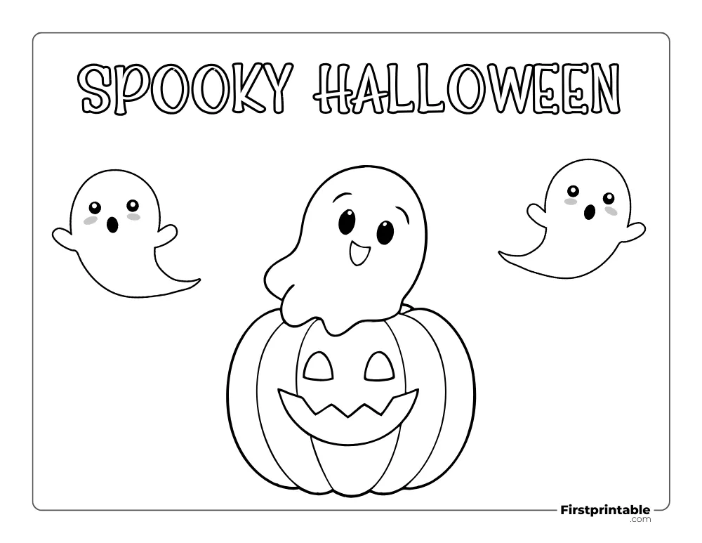 Spooky Halloween Pumpkin to color for kids