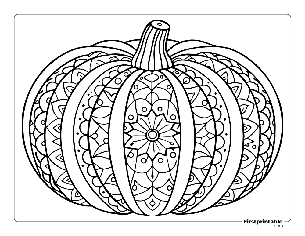 Print and Color Pumpkin Zentangle