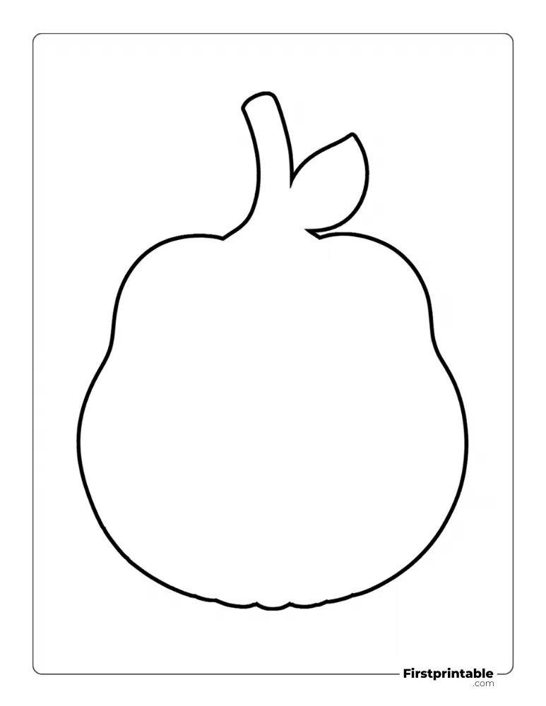 Squash Pumpkin with Leaf Template Large Blank Outline