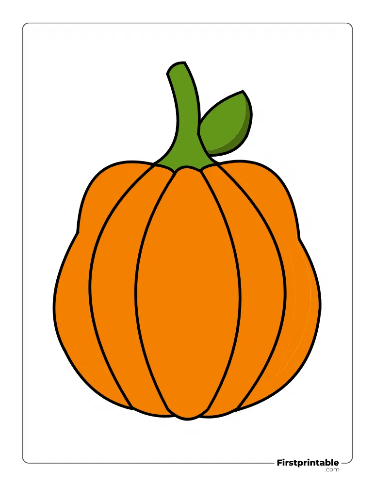 Squash Pumpkin with Leaf Template Large Colored