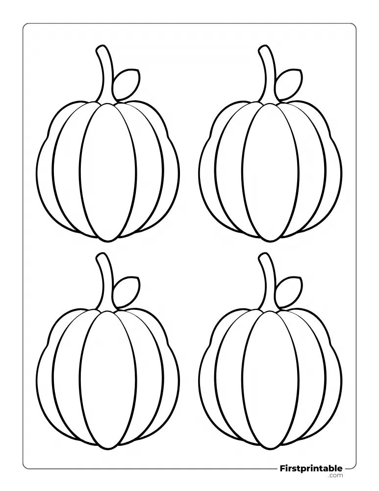 Squash Pumpkin with Leaf Template Small Outline