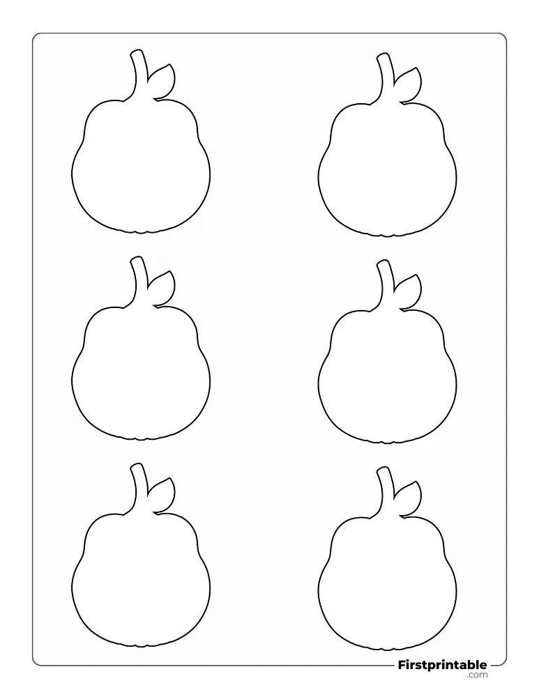 Squash Pumpkin with Leaf Template XS Blank Outline