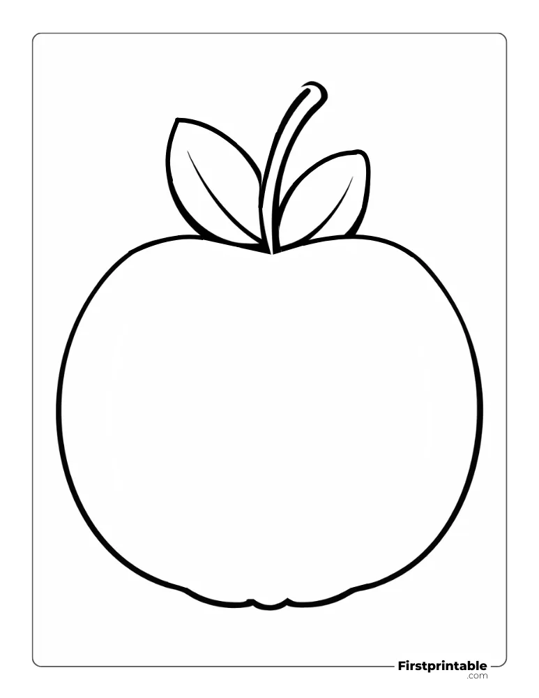 Pumpkin with Leaf Template Large Blank Outline