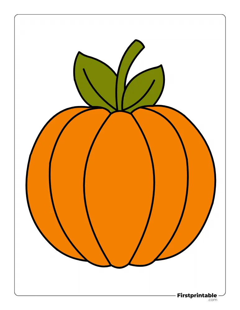 Pumpkin with Leaf Template Large Colored