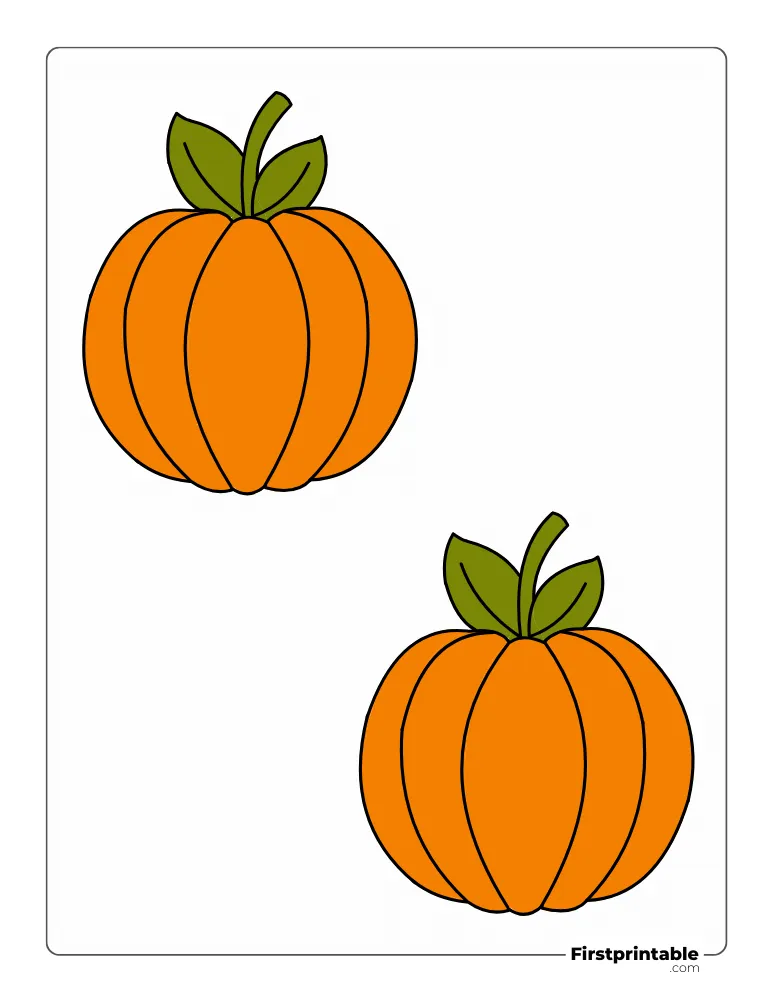 Pumpkin with Leaf Template Medium Colored