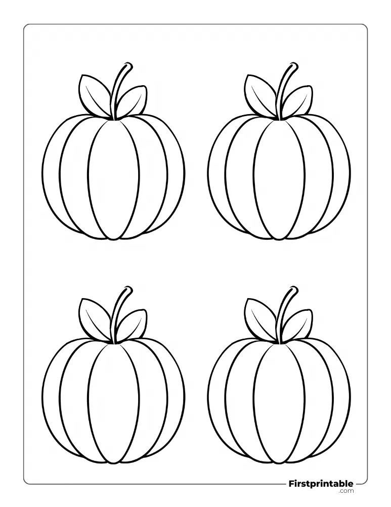 Pumpkin with Leaf Template Small Outline