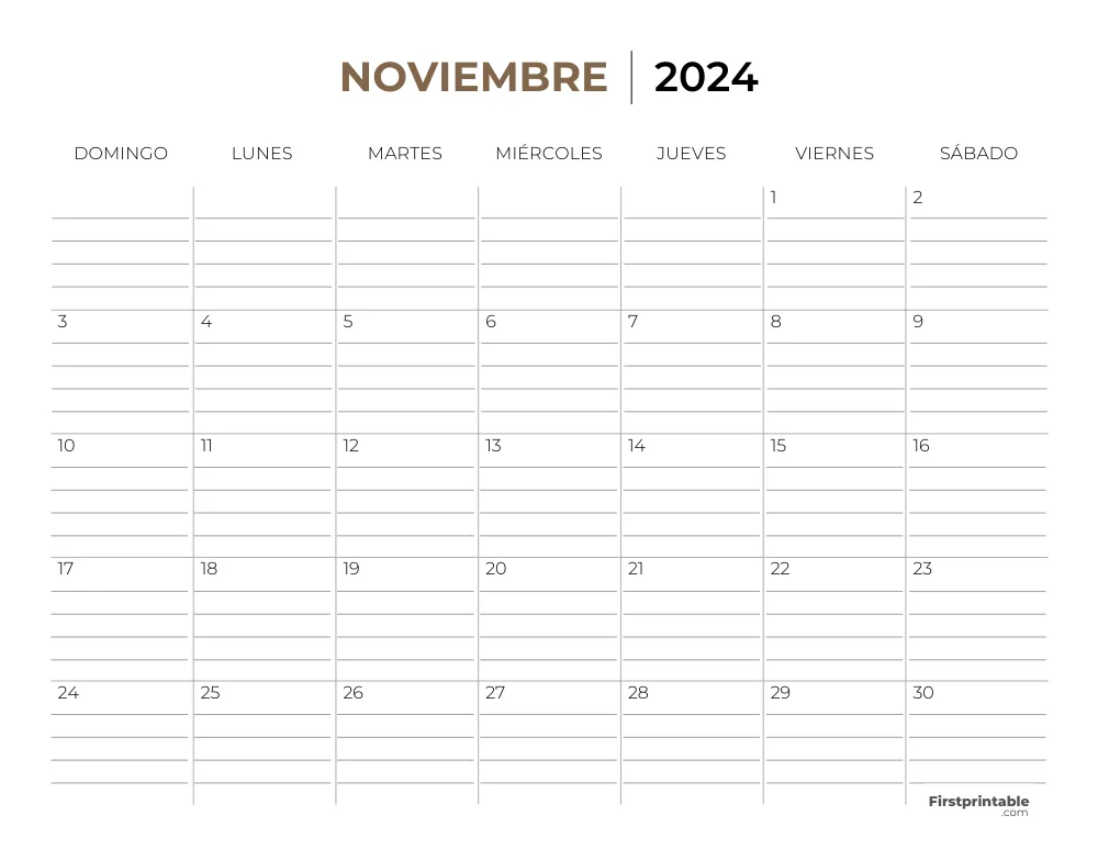 Spanish November Calendar 2024 Template 49