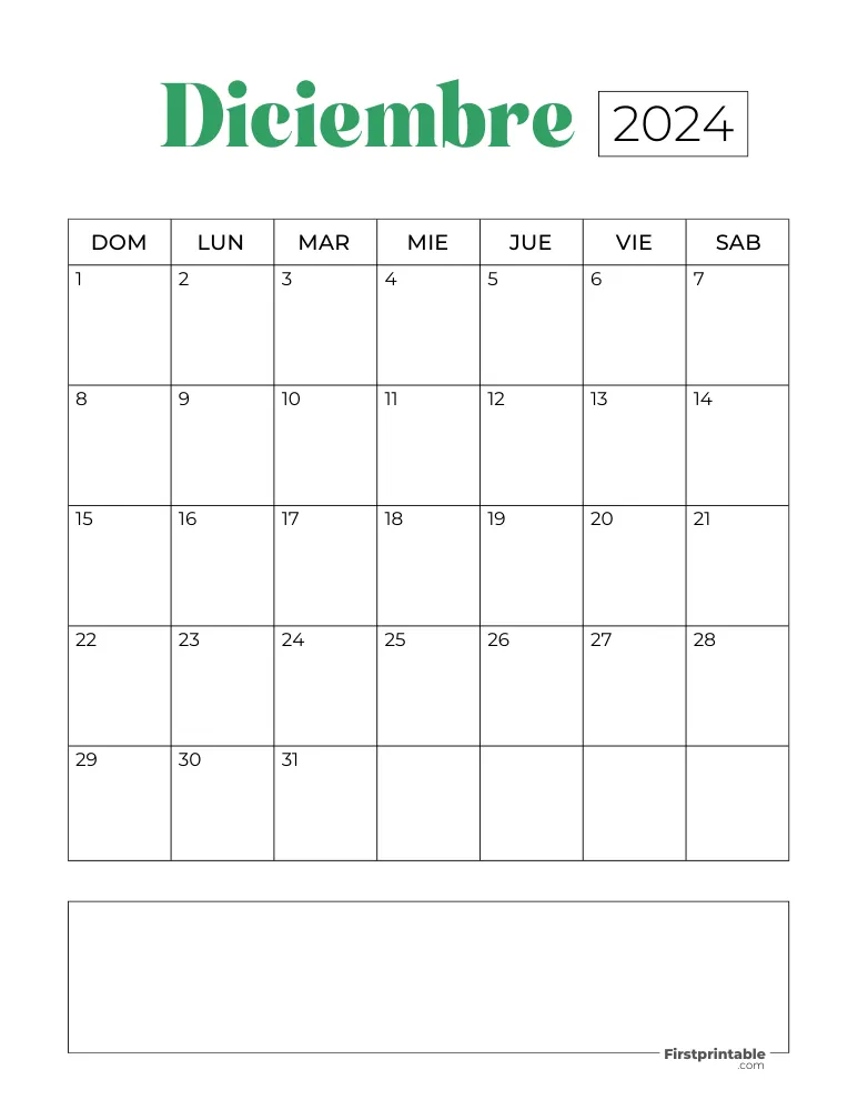 Spanish Printable December Calendar 2024 Template 27