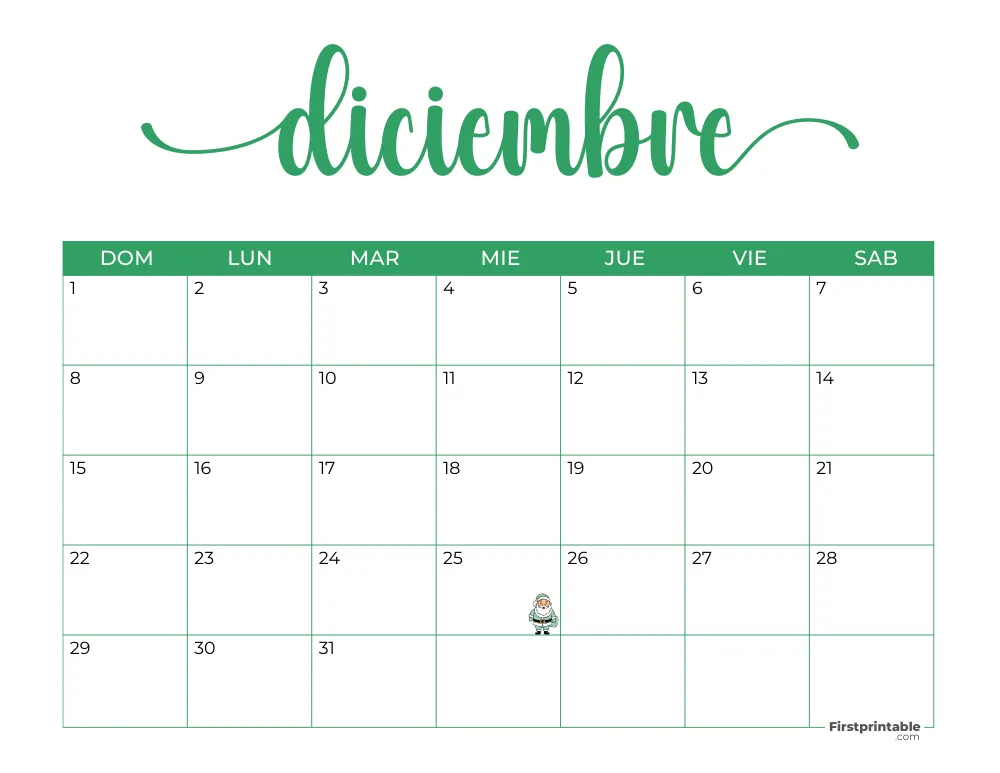 Spanish Printable December Calendar 2024 Template 46