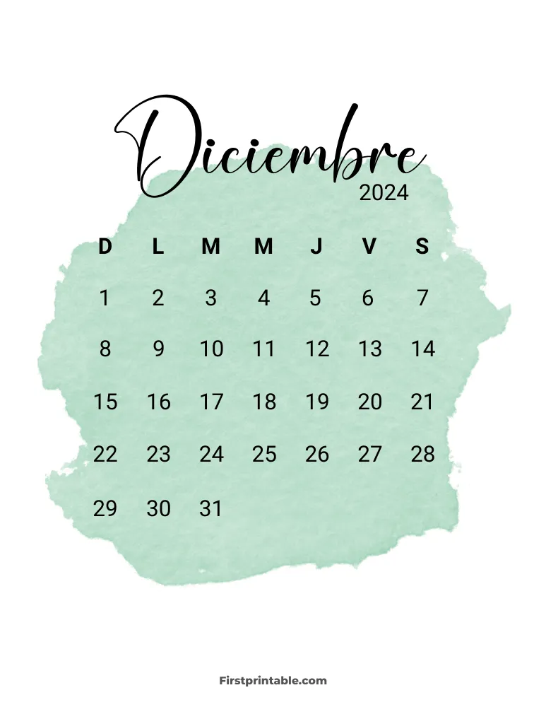 Spanish Printable December Calendar 2024 Template 50