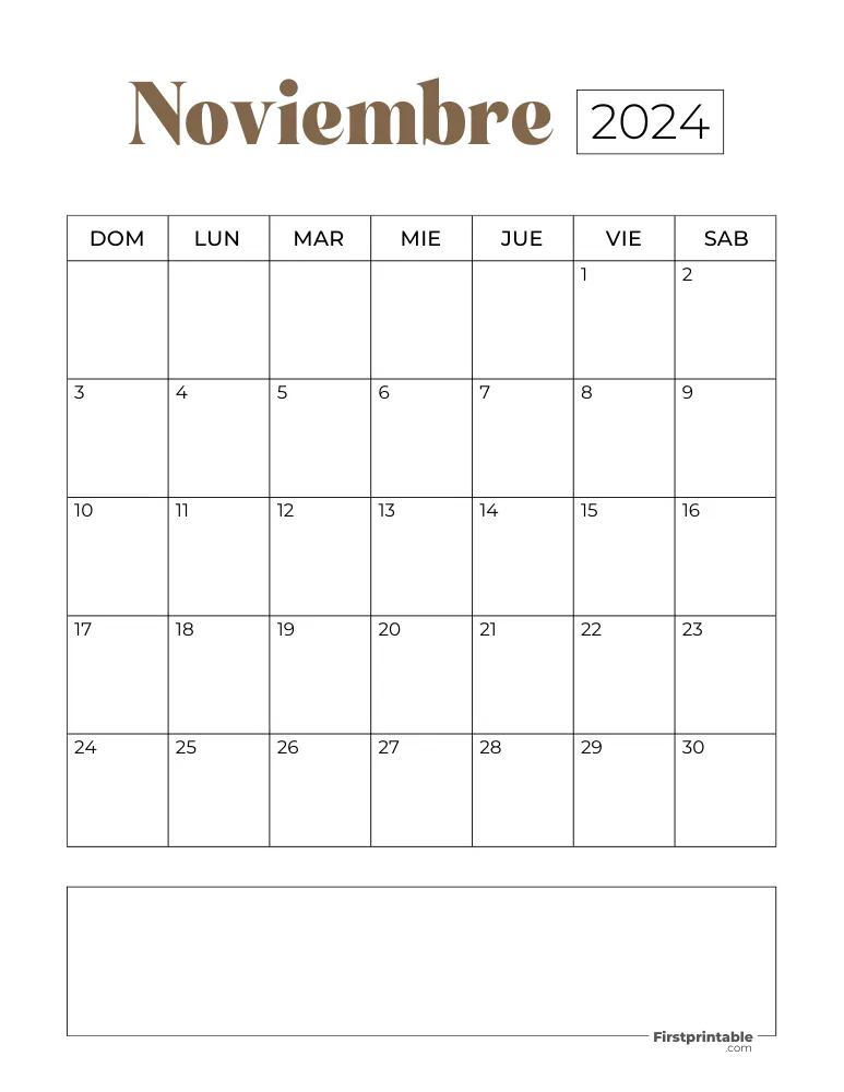 Spanish Printable November Calendar 2024 Template 27