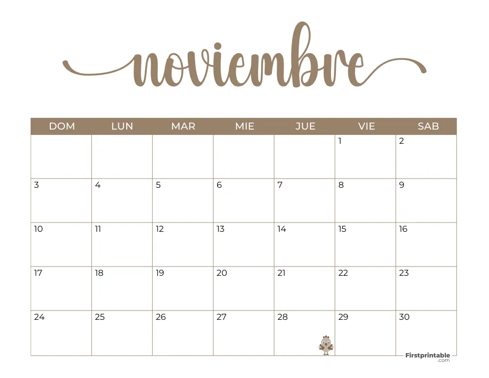 Spanish Printable November Calendar 2024 Template 46