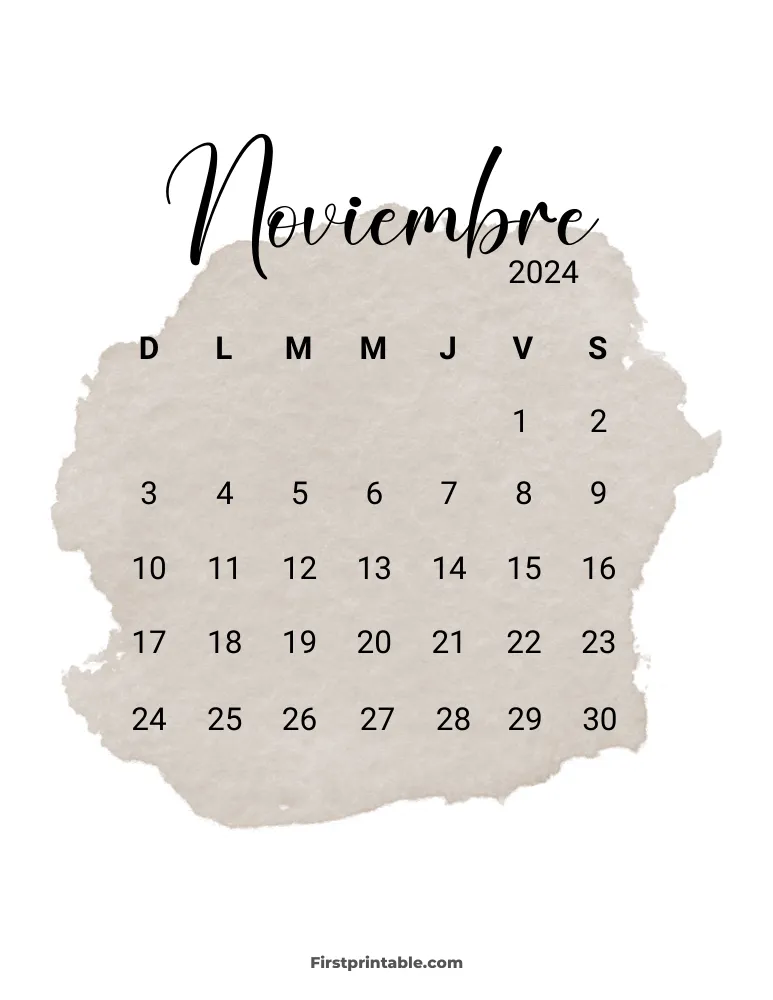 Spanish Printable November Calendar 2024 Template 50