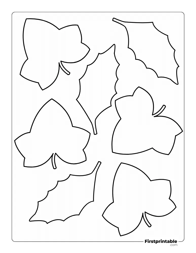 Winter and Christmas Leaf Template Outline