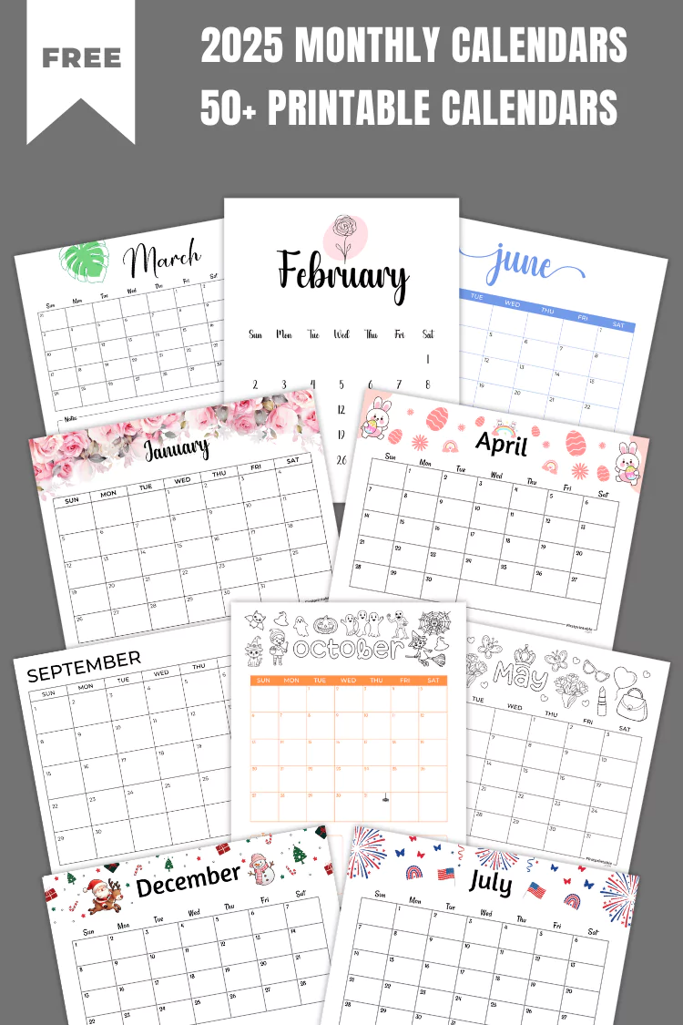 2025 Monthly Calendars