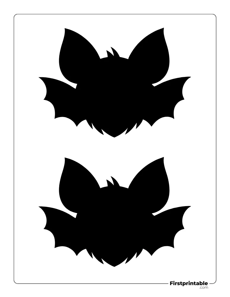 Cute Bat Template Black Medium