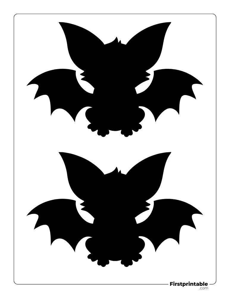 Cute Bat Template Medium Black Shape