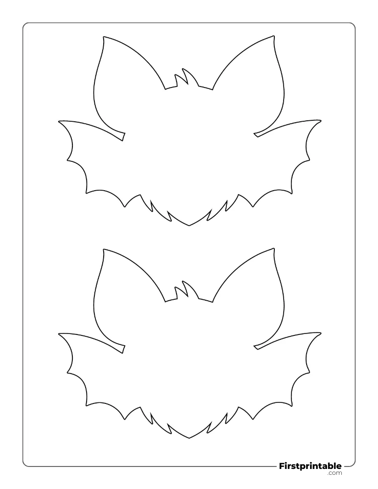 Cute Bat Template and Outline Medium