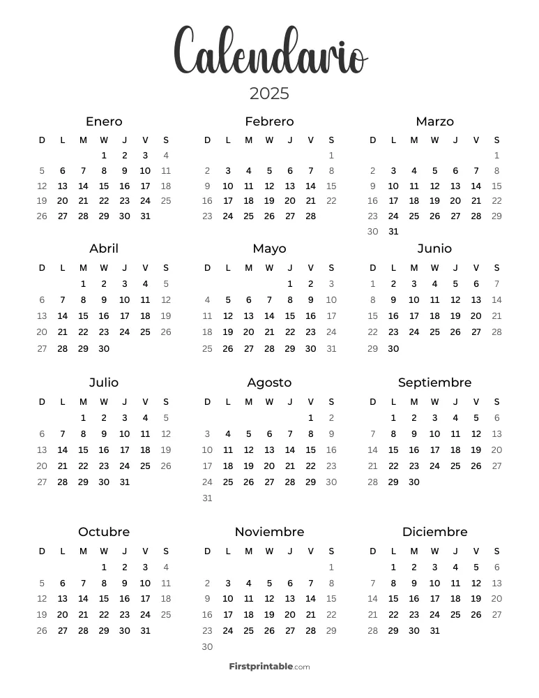 Calendario 2025 Español 01