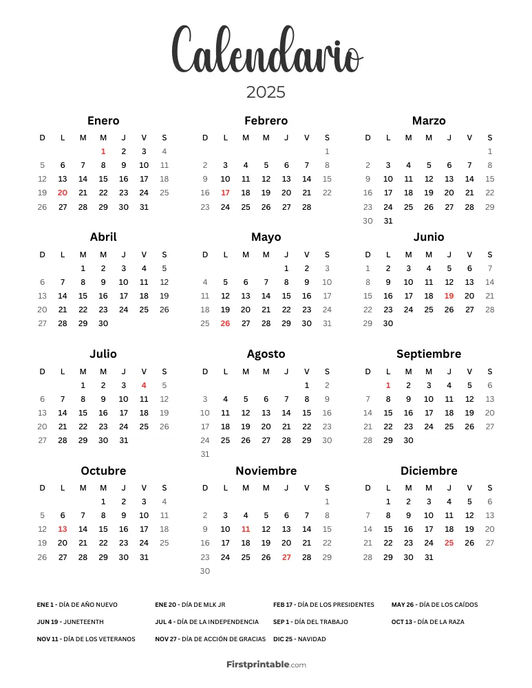 Calendario 2025 Español 02